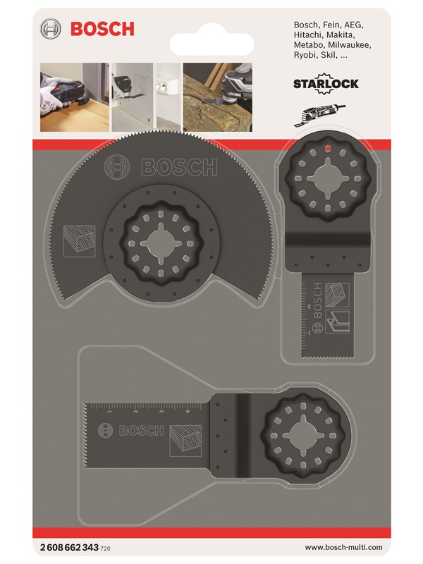 Bosch Trägrundsats, 3 delar HCS-segmentsågblad Wood (1x); HCS instickssågblad Wood (1x); BIM instickssågblad Wood and Metal (1x)