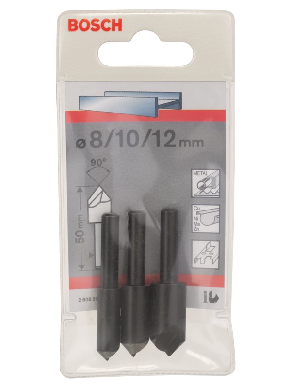 Bosch 3-delars konförsänkarsats 50 mm / 6-8 mm / 8; 10; 12 mm