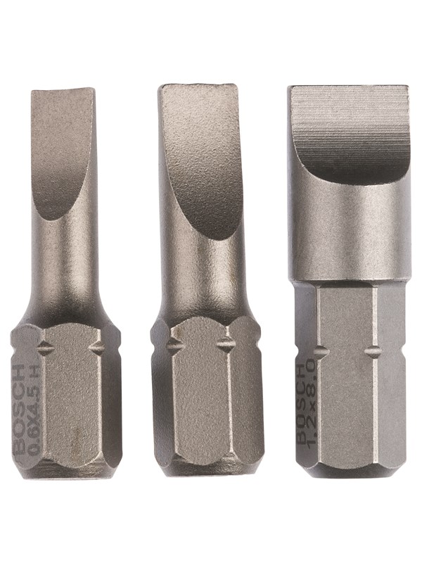 Bosch 3-delars skruvbitssats, extrahård (S) S 0,6x4,5; S 0,8x5,5; S 1,2x8,0