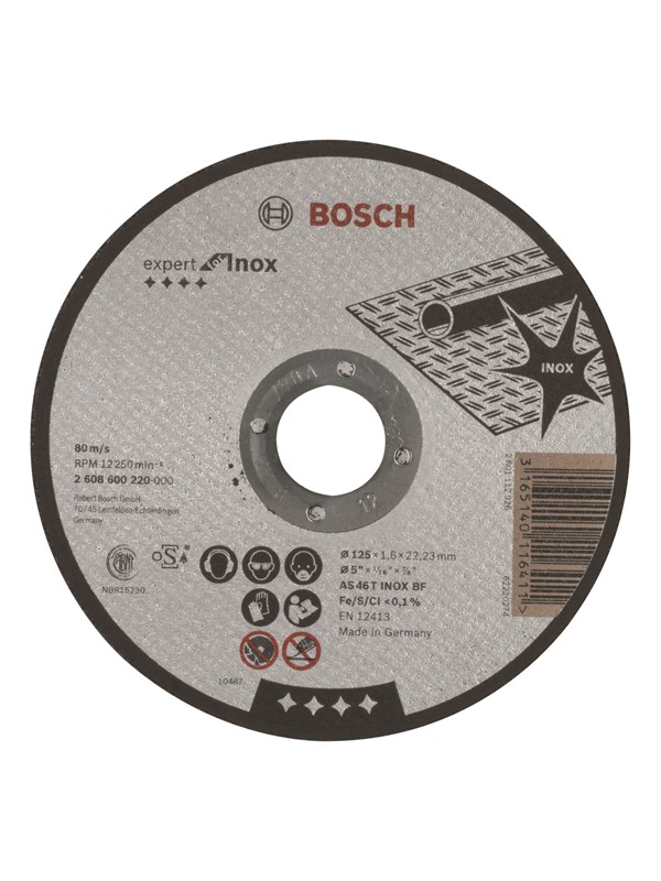Bosch Rak kapskiva, Expert for Inox AS 46 T INOX BF, 125 mm, 1,6 mm
