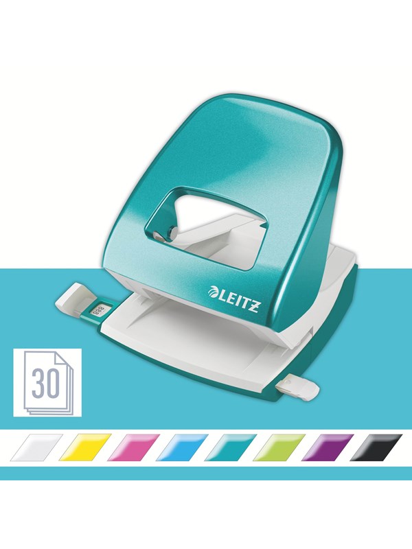 Produktfoto för Leitz Hålslag WOW 5008 Metall 2-hål (EU) / 30ark Isblå