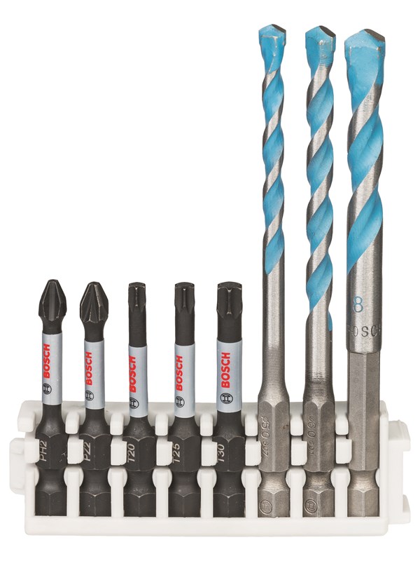 Bosch Hex-9 MultiConstruction 5,6,8 mm; Impact Power-bit 50 mm PH2, PZ2, T20, T25, T30