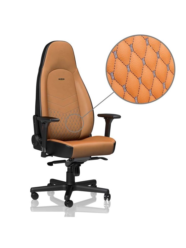 ICON Series Real Leather - Cognac / Black Gaming Stol - Brun / Svart - Läder - Upp till 150 kg