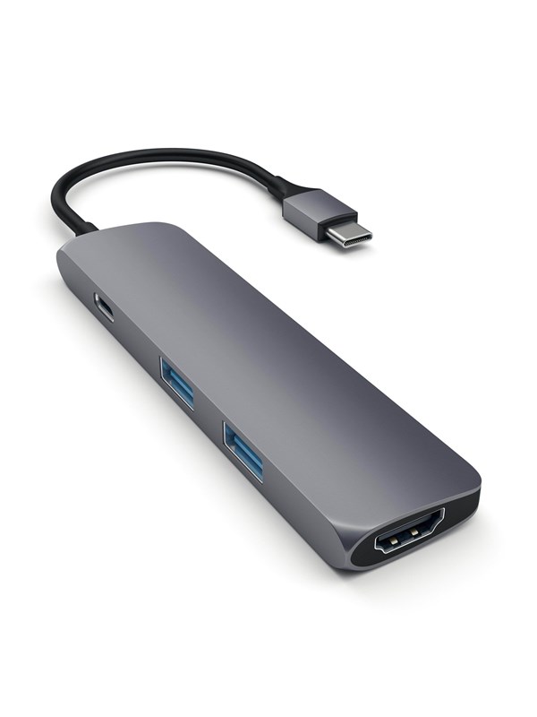 Satechi Slim Aluminum Multi-Port Adapter - USB-C Interface - 4K HDMI - 2-Port USB-A