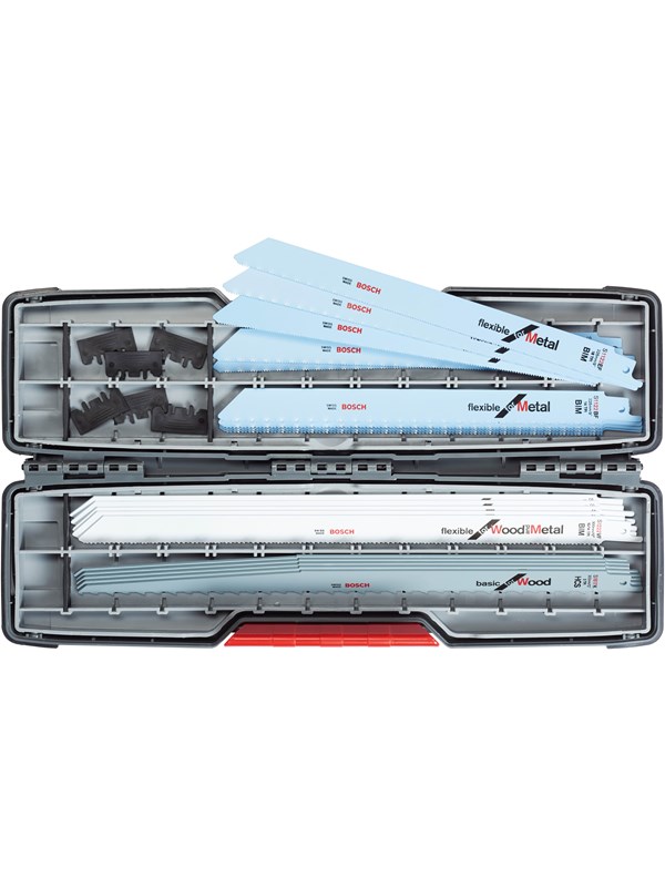 Produktfoto för Bosch Tigersågblad ToughBox 20-delars sats All-in-One S 1122 EF (5x); S 1122 BF (5x); S 1222 VF (5x); S 1617 K (5x)