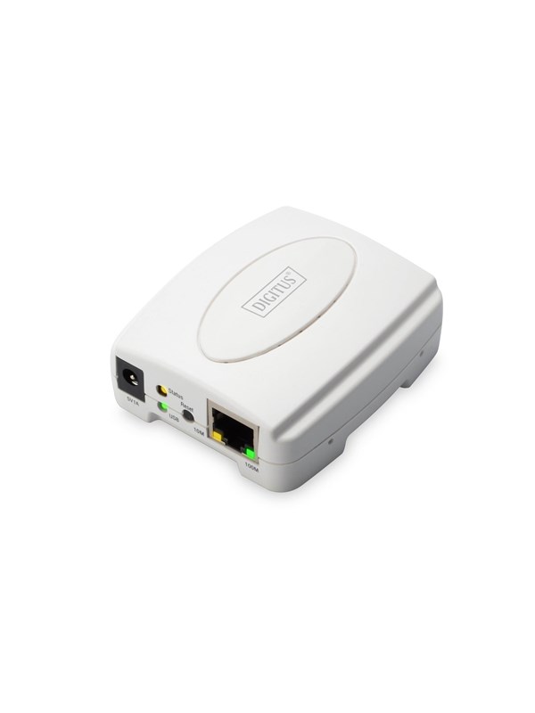Produktfoto för DIGITUS Fast Ethernet Print Server DN-13003-2 - Printserver - USB 2.0 - 100Mb LAN - 100Base-TX