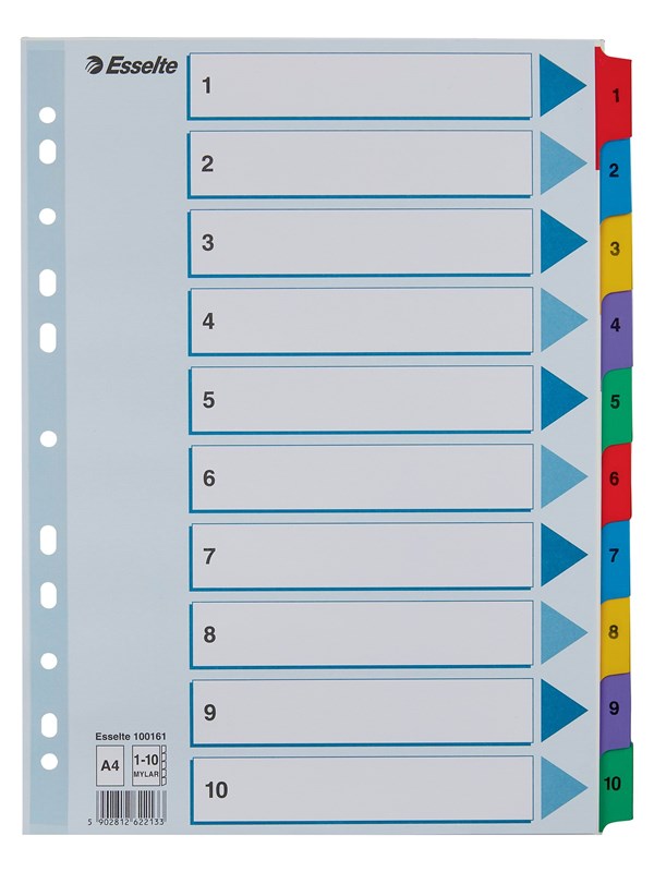 Esselte Register Mylar A4/1-10 multifärgat