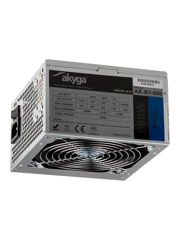 Akyga Basic Series Strömförsörjning - 600 Watt - 120 mm - ATX 2.31 - 80 Plus