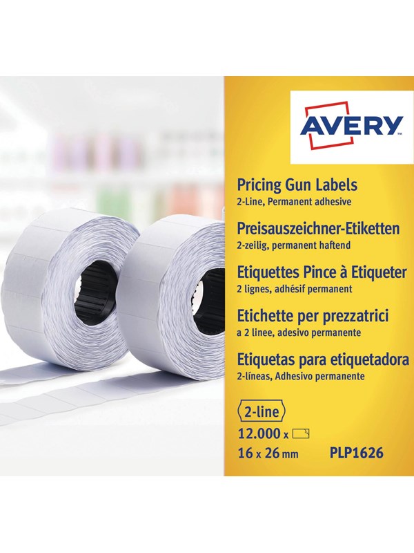 Avery vita permanenta prisetiketter, 26 x 16 mm, Permanent
