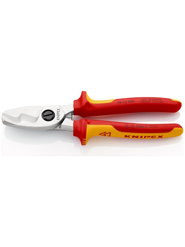 Produktfoto för Knipex Cable Shears with twin cutting edge - Kabelsax - 20 cm