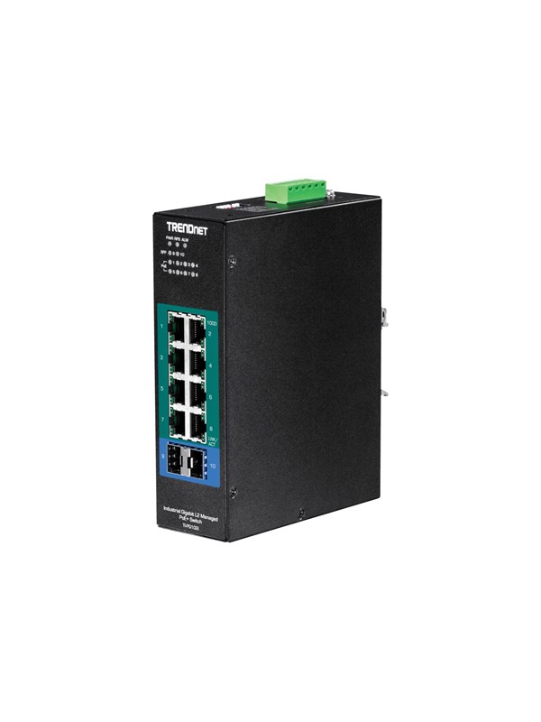TRENDnet TI-PG102I 10-Port Industrial Gigabit L2 Managed PoE+ DIN-Rail Switch 24 - 57V