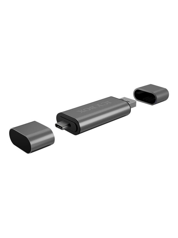 Produktfoto för ICY BOX IB-CR200-C, MMC, MicroSD (TransFlash), MicroSDHC, MicroSDXC, SD, SDHC, SDXC, Antracit, 480 Mbit/s, Aluminium, Plast, USB 2.0, USB