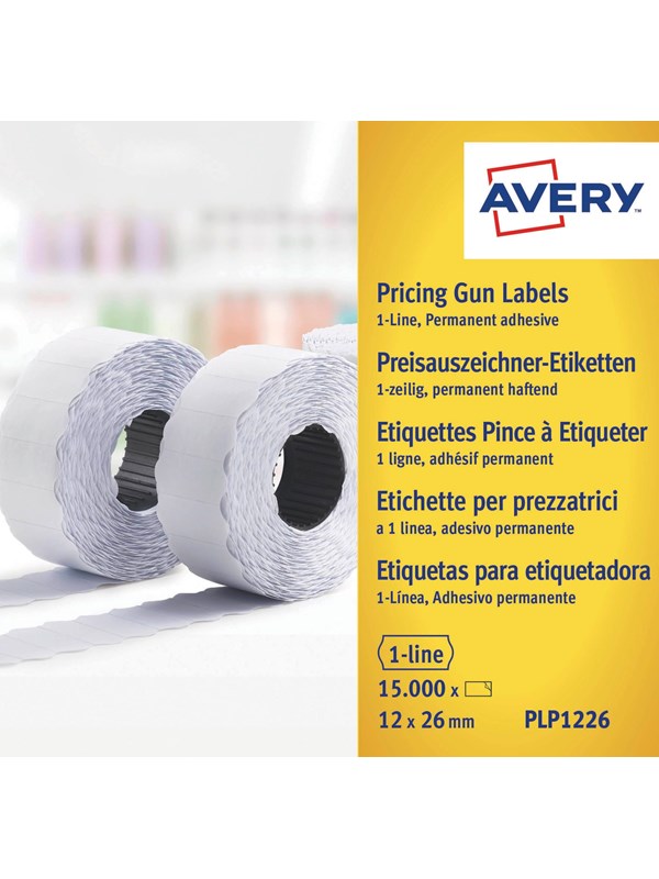 Avery vita permanenta prisetiketter, 26 x 12 mm, Permanent