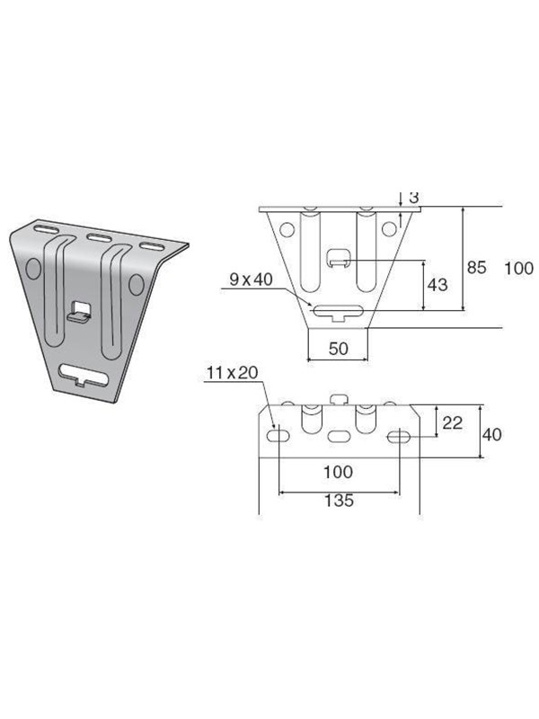 Wibe Ceiling bracket 5 pre-galvanized