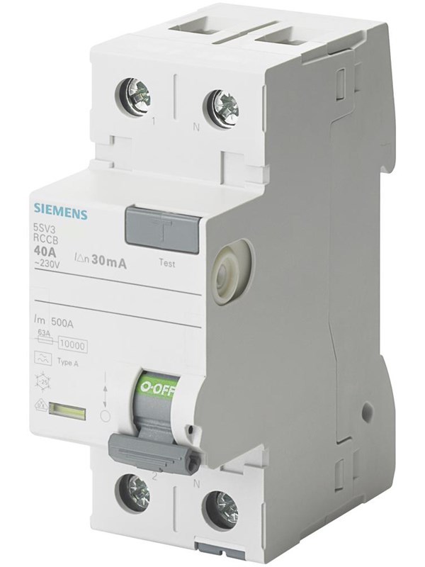 Siemens Rccb 2-polet type a 25a 30 ma 230vac