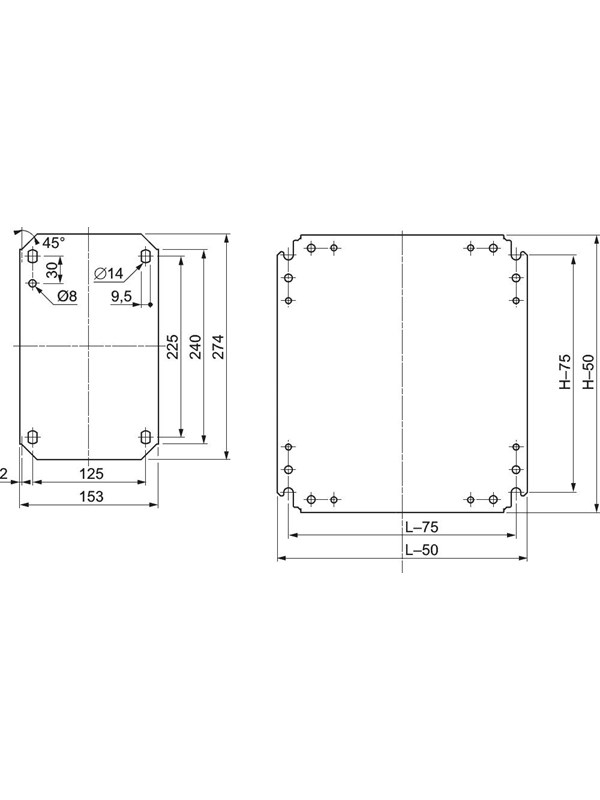 Schneider Electric Plain mount. plate 800x800