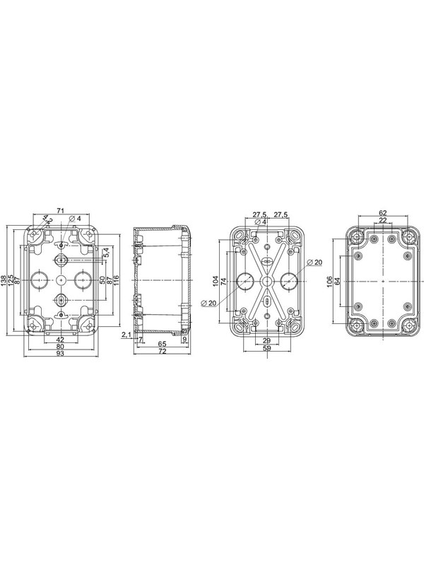 Schneider Electric Abs ind box 138x93x72 lo tr