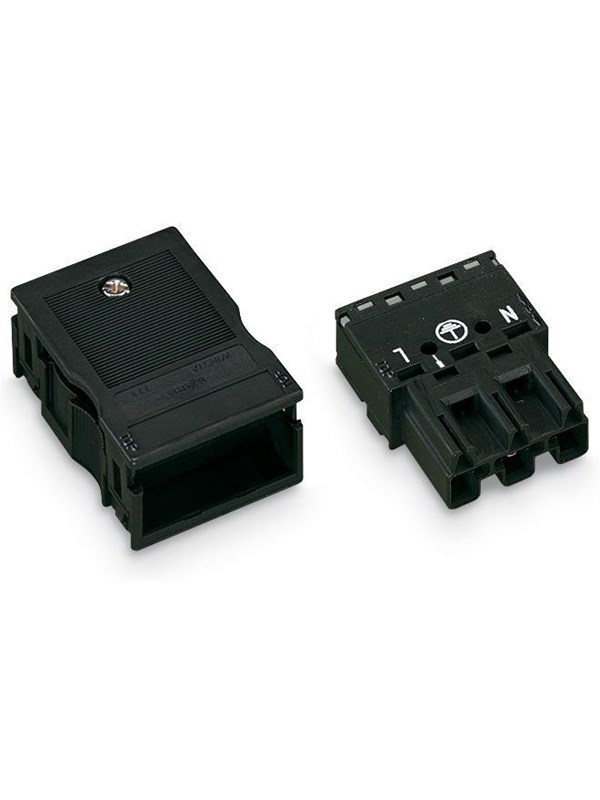 WAGO Plug with strain relief housing 3-pole black