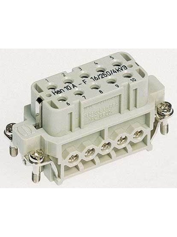 Produktfoto för HARTING HAN A-kontakt, insats typ 10Ahunstik skruvterminal max 2,5mm2, 16A10 polet