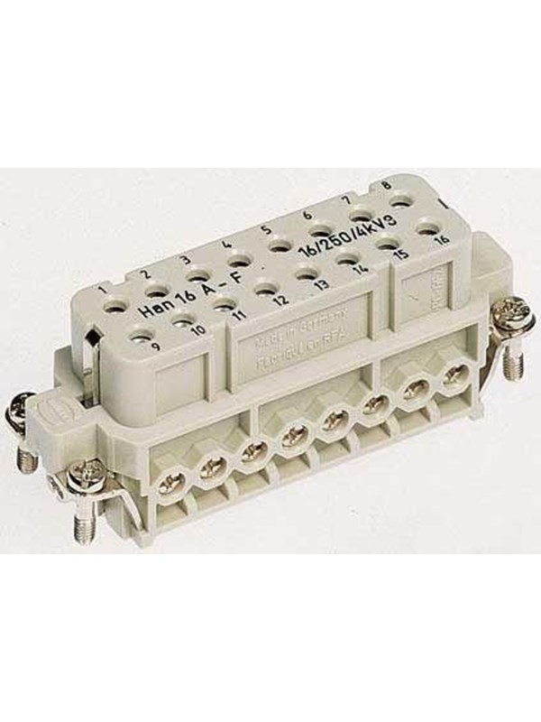 Produktfoto för Harting 09 20 016 2812 Tilslutningsindsats Han® A 16 + PE Skruer 10 stk