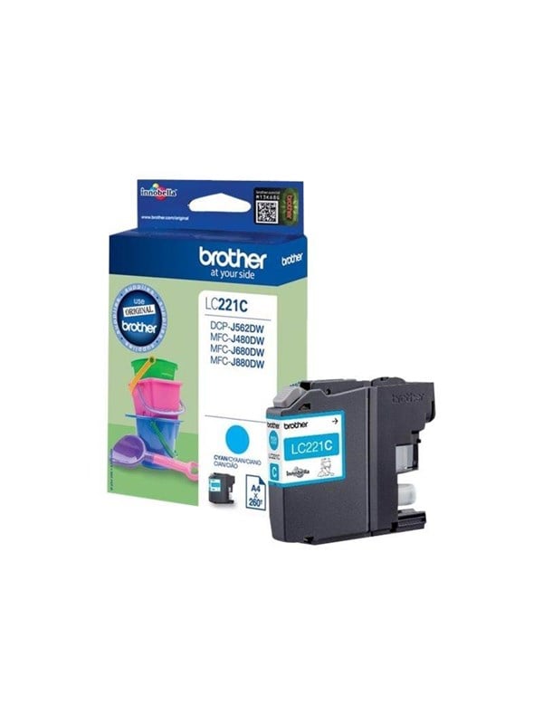 Produktfoto för Brother Bläckpatron, 221C, cyan, singelförpackning, LC221C