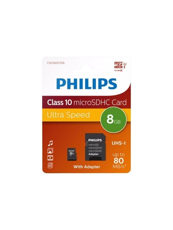 Philips Fm08mp45b Flash Memory Card 8 Gb Microsdhc Uhs I