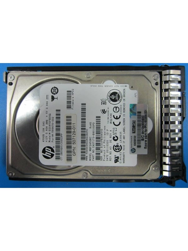 Produktfoto för HP E Dual Port Enterprise - 450GB - Hårddisk - 653956-001 - SAS2 - 2,5"