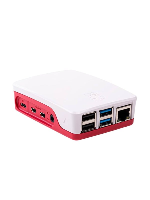 Raspberry Pi 4 Case - Red/White - Chassi - Raspberry Pi - Vit