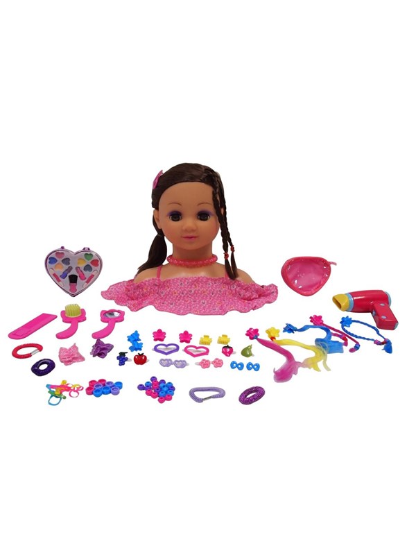 Happy Friend Make Up &amp; Hairstyling Head Brown Hair B/O