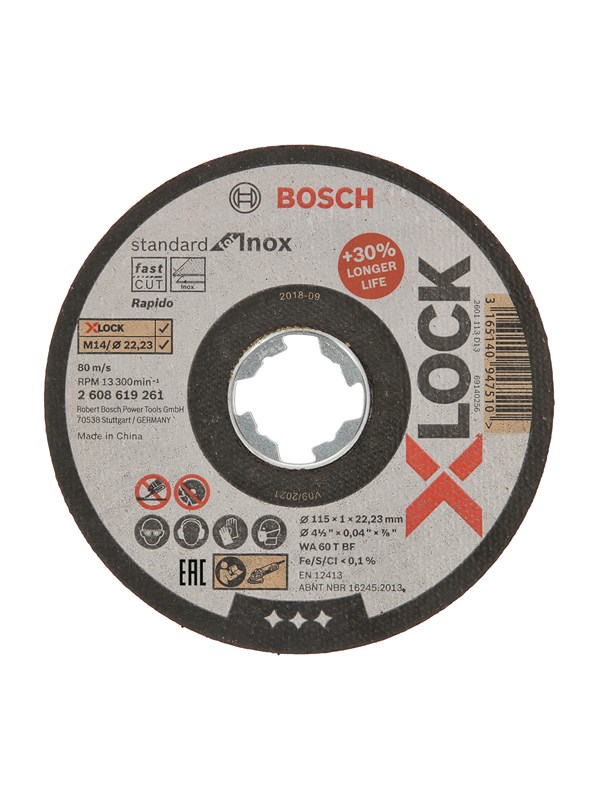 Bosch X-LOCK Standard for Inox 115 × 1 × 22,23 mm rak sågning 115 x 1 x 22.23 mm