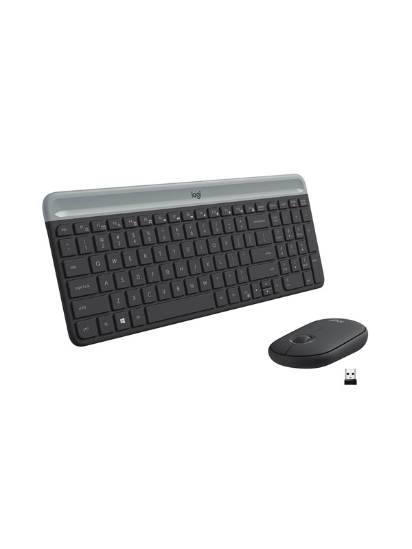 Logitech Slim Wireless Combo Mk470 Tastatur & Mus Set Engelska Storbritannien Svart