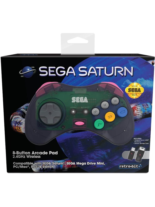 Retro-Bit SEGA Saturn 2.4G M2 - Grey - Wired Controller - Sega Genesis