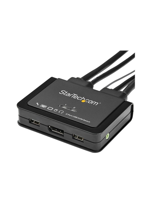 StarTech.com 2 Port USB 4K60Hz DisplayPort KVM Switch with Built-In Cables - KVM / audio switch - 2 ports