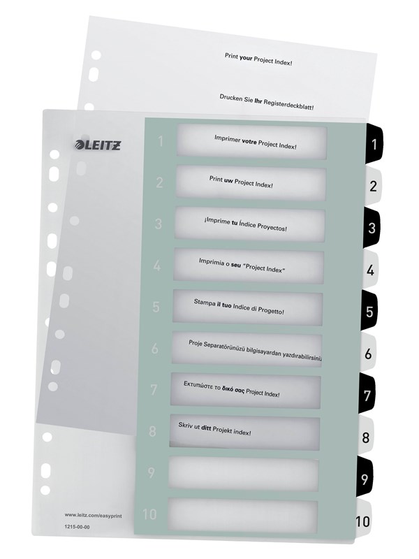 Leitz Register Print PP A4+ 1-10  WOW Vit/Svart