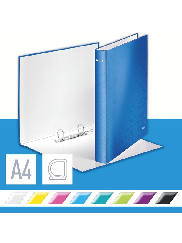 Produktfoto för Leitz WOW - Ringpärm - ryggbredd: 40 mm - för A4 Maxi - kapacitet: 250 ark - blå-metallic