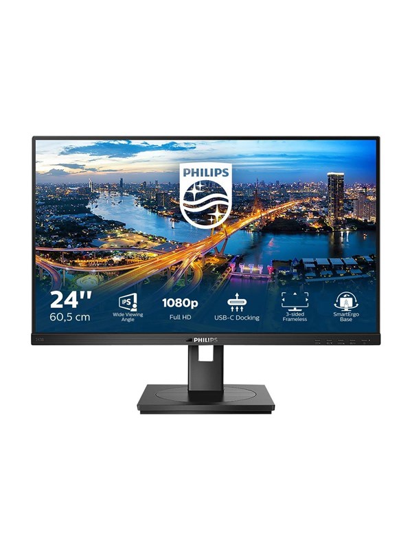 Produktfoto för Philips 243B1 - LED-skärm - 24 (23.8 visbar) - 1920 x 1080 Full HD (1080p) @ 75 Hz - IPS - 250 cd/m² - 1000:1 - 4 ms - HDMI, DisplayPort, USB-C - högtalare - svart med struktur