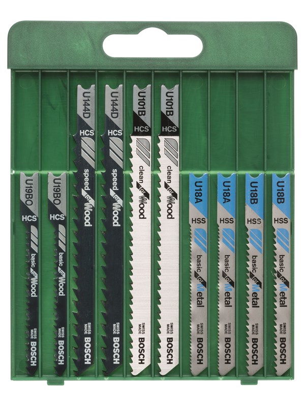 Bosch 10-delars sticksågsblad-set, U-skaft U 101 B (2x); U 144 D (2x); U 19 BO (2x); U 18 A (2x); U 18 B (2x)