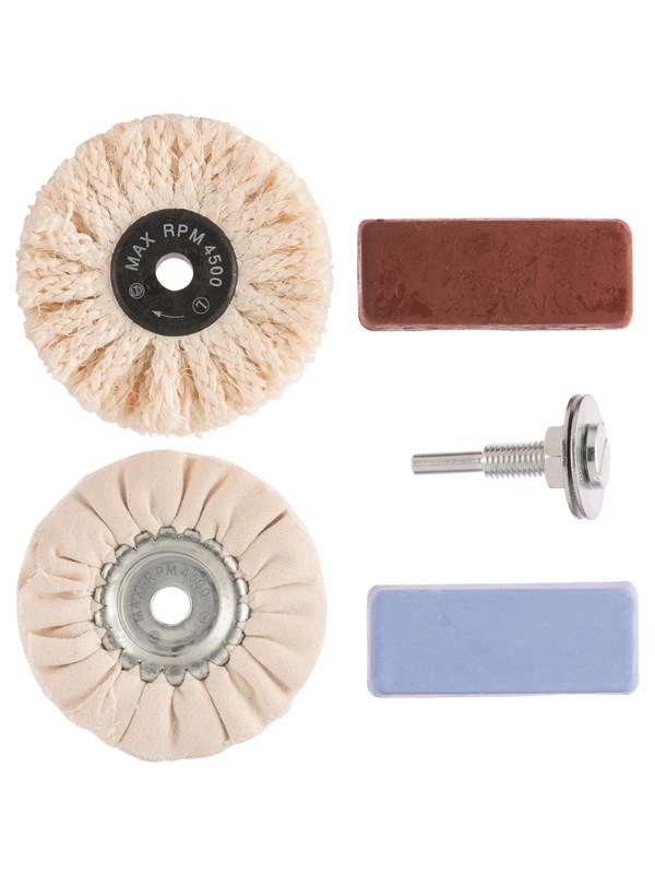 Bosch Polersats Polersats (Sisal trådborste, polerskiva, spindel, polerpasta)