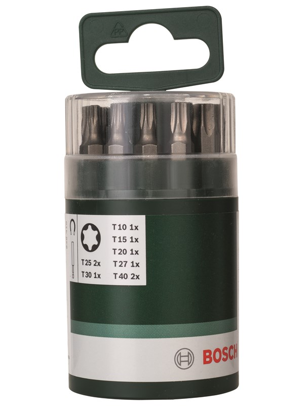 Bosch 10-delars skruvbitssats standard för innertorxskruvar (T) Universalhållare, magnetisk; T10; T15; T20; T25 (2x); T27; T30; T40 (2x); 25 mm