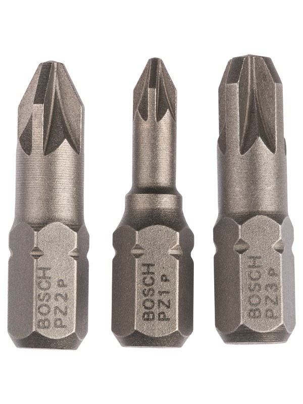 Bosch 3-delars skruvbitssats, extrahård (PZ) PZ1; PZ2; PZ3; 25 mm