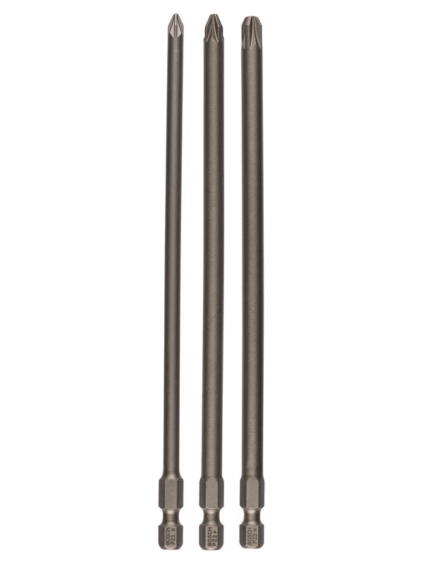 Bosch 3-delars skruvbitssats, extrahårda PZ1; PZ2; PZ3; 152 mm