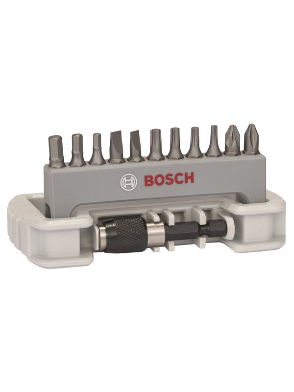 Bosch 11-delars skruvbitsats med bitsfäste PH2; PZ2; T10; T15; T20; T25; S0,6x4,5; S0,8x5,5; HEX3; HEX4; HEX5; 25 mm