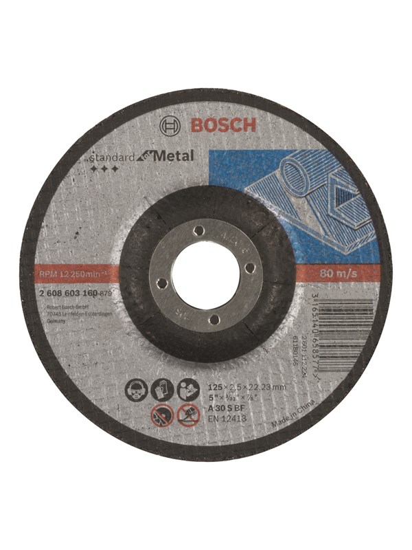 Bosch Försänkt kapskiva, Standard for Metal A 30 S BF, 125 mm, 22,23 mm, 2,5 mm