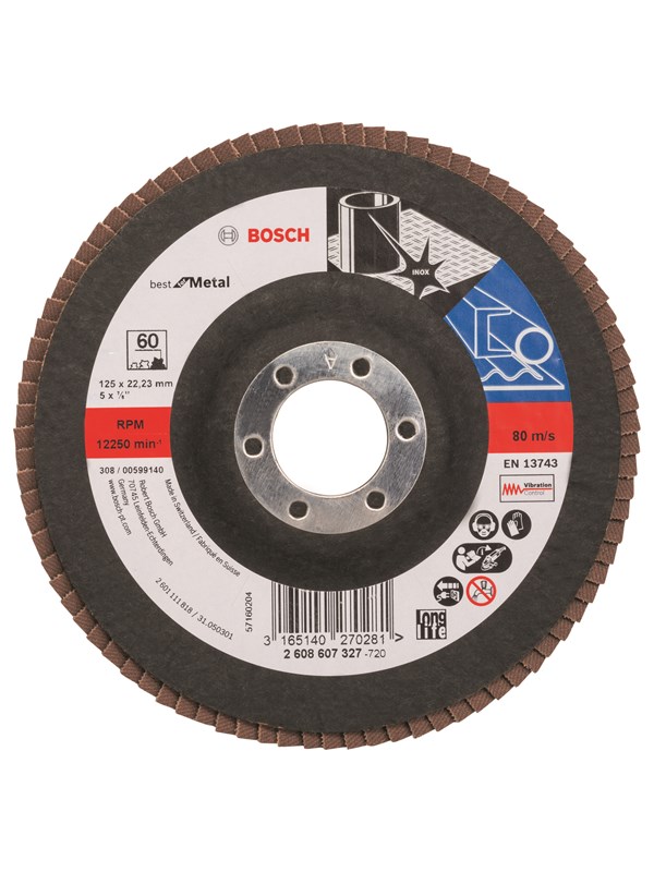 Bosch Lamellsslipskiva X571 Best for Metal D= 125 mm; G= 60, rak