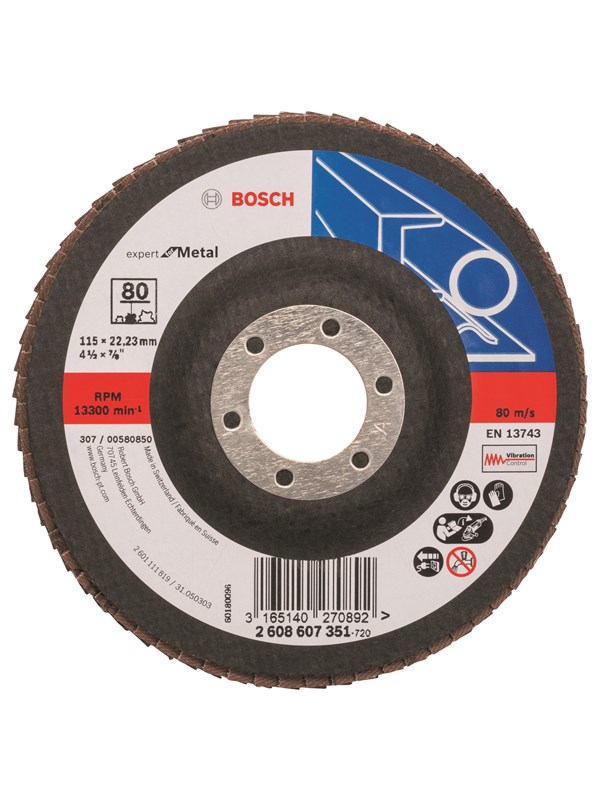 Bosch Lamellsslipskiva X551, Expert for Metal D= 115 mm; G= 80, vinklad