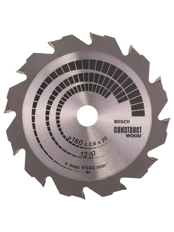 Bosch Cirkelsågklinga Construct Wood 160 x 20/16 x 2,6 mm; 12