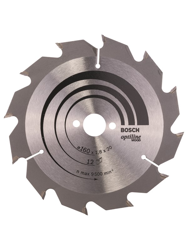 Bosch Cirkelsågklinga Optiline Wood 160 x 20/16 x 1,8 mm, 12