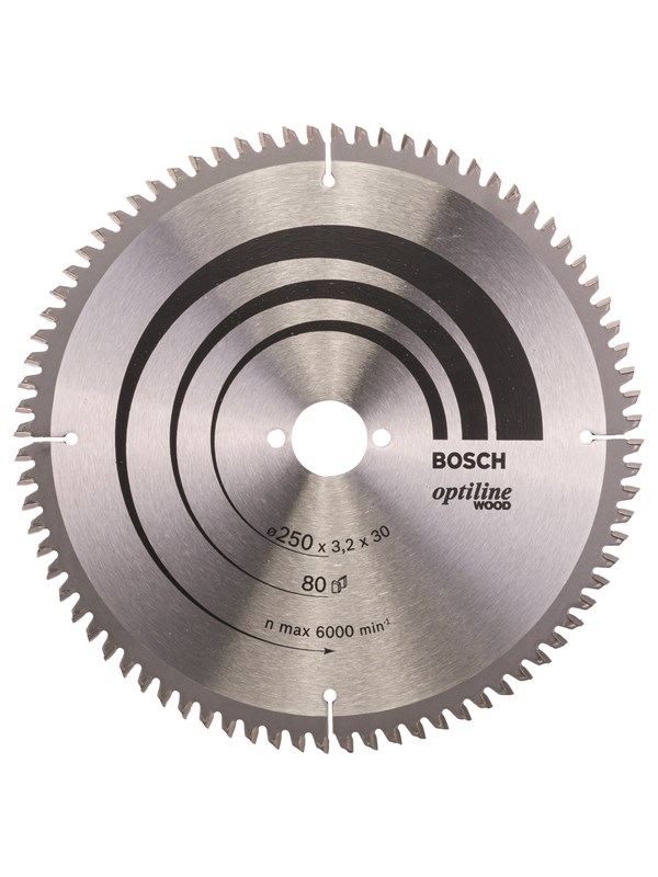 Bosch Cirkelsågklinga Optiline Wood 250 x 30 x 3,2 mm, 80