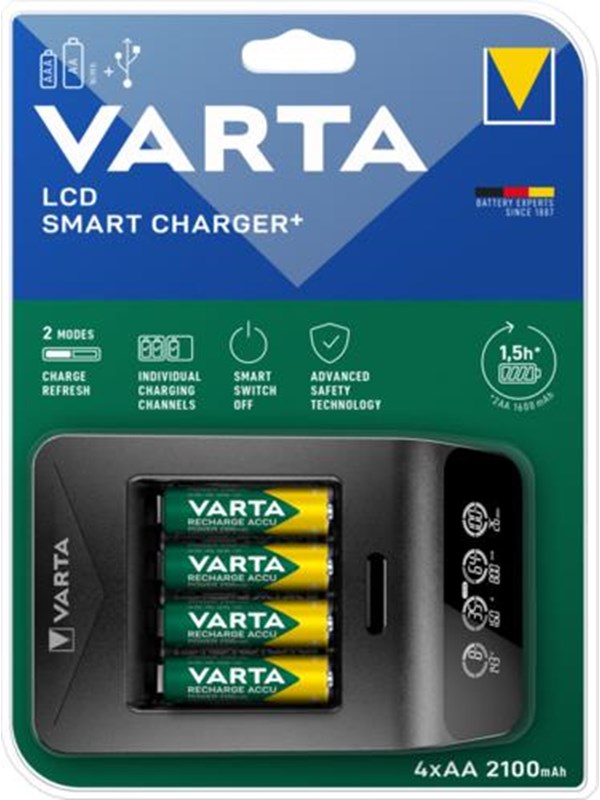 VARTA LCD Smart Charger+ incl. 4 Batteries 2100 mA