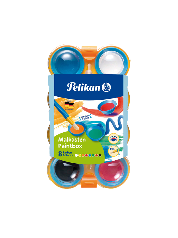 Pelikan PELIKAN VATTENFÄRGSET 8 FÄRGER OCH PENSEL TILL SMÅ BARN